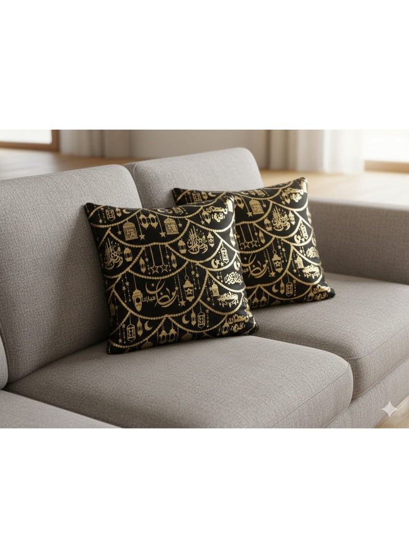 Ramadan cushion cover, 40*40 cm, black and gold color, 2 covers without filling